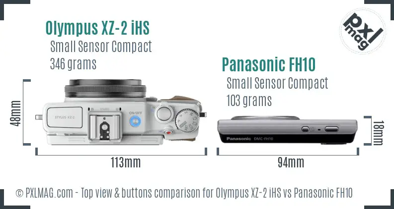 Olympus XZ-2 iHS vs Panasonic FH10 top view buttons comparison