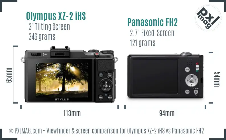 Olympus XZ-2 iHS vs Panasonic FH2 Screen and Viewfinder comparison