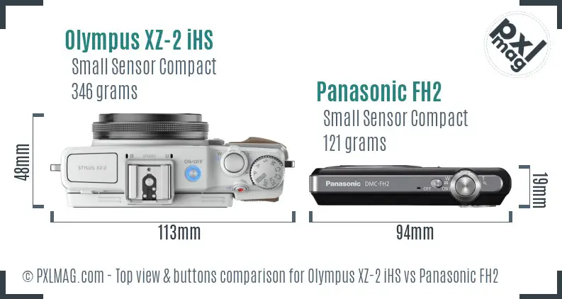 Olympus XZ-2 iHS vs Panasonic FH2 top view buttons comparison