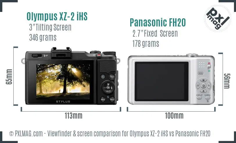 Olympus XZ-2 iHS vs Panasonic FH20 Screen and Viewfinder comparison