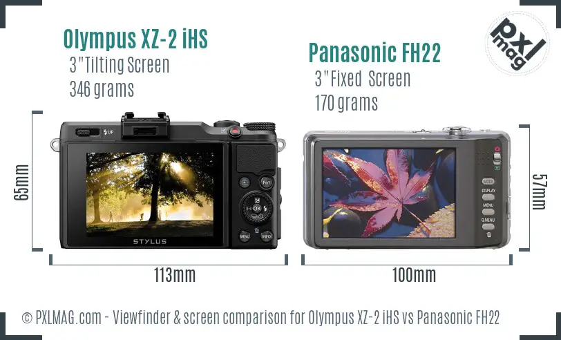 Olympus XZ-2 iHS vs Panasonic FH22 Screen and Viewfinder comparison