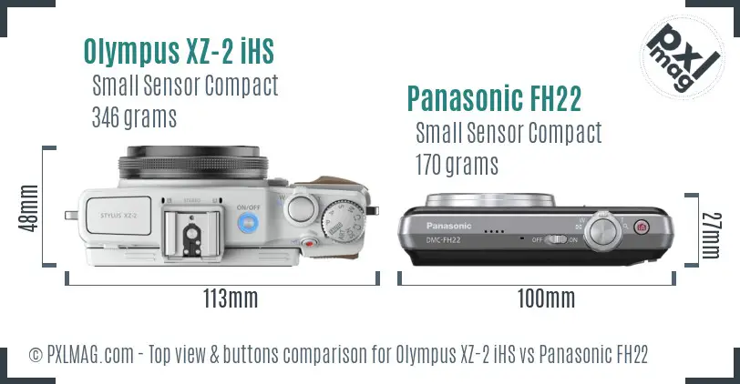 Olympus XZ-2 iHS vs Panasonic FH22 top view buttons comparison