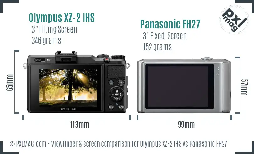 Olympus XZ-2 iHS vs Panasonic FH27 Screen and Viewfinder comparison