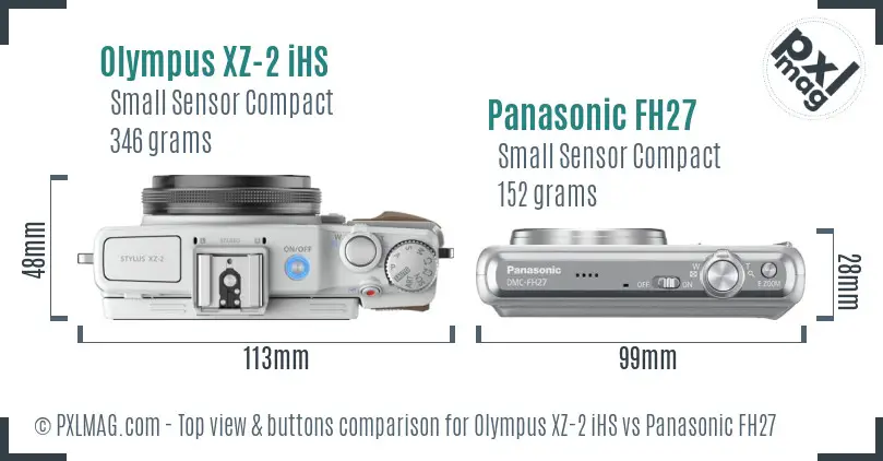 Olympus XZ-2 iHS vs Panasonic FH27 top view buttons comparison