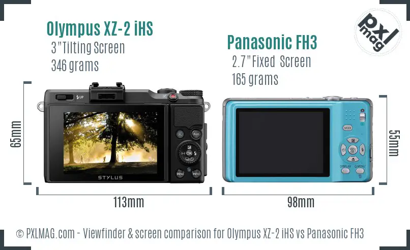 Olympus XZ-2 iHS vs Panasonic FH3 Screen and Viewfinder comparison