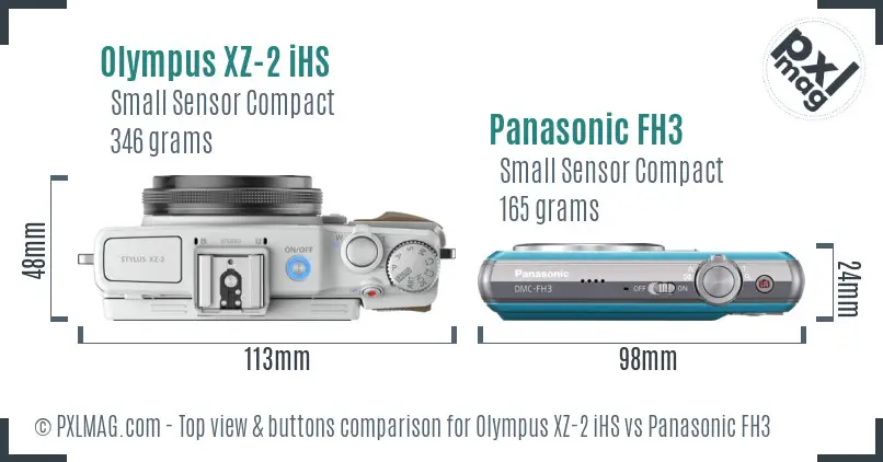 Olympus XZ-2 iHS vs Panasonic FH3 top view buttons comparison