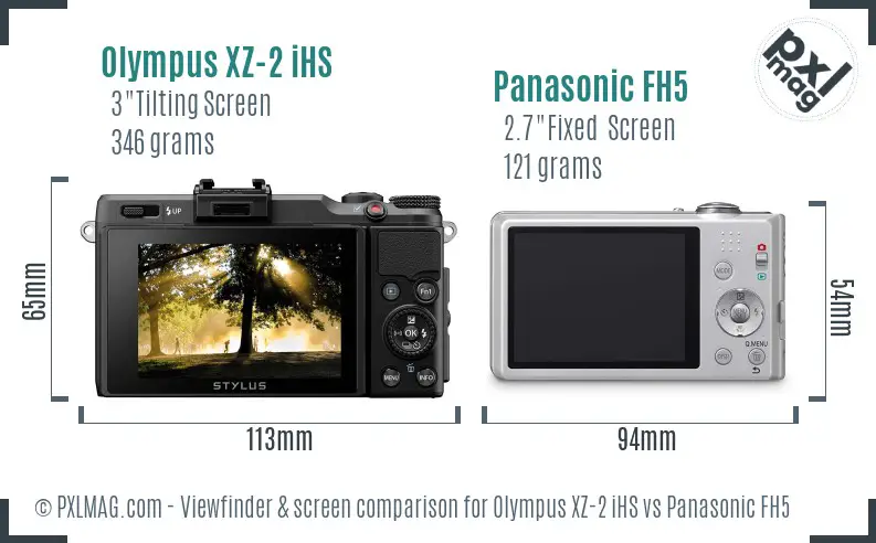 Olympus XZ-2 iHS vs Panasonic FH5 Screen and Viewfinder comparison