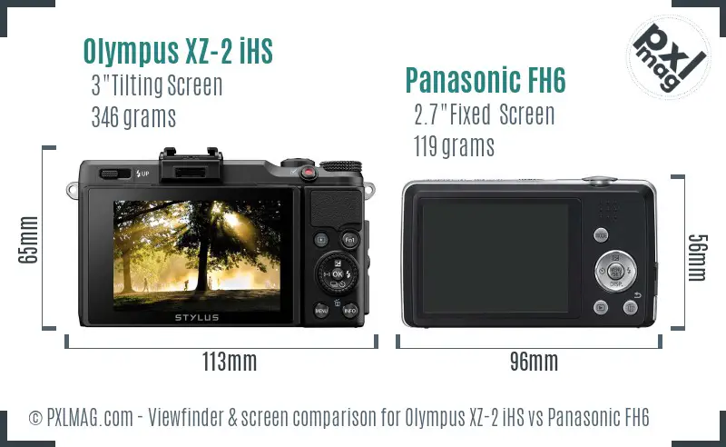 Olympus XZ-2 iHS vs Panasonic FH6 Screen and Viewfinder comparison