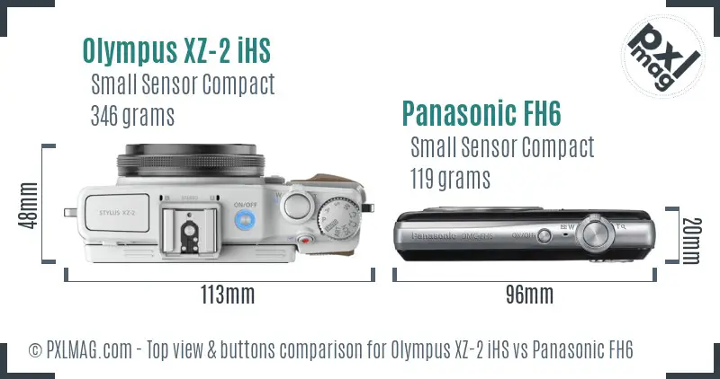 Olympus XZ-2 iHS vs Panasonic FH6 top view buttons comparison