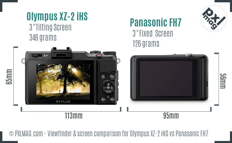 Olympus XZ-2 iHS vs Panasonic FH7 Screen and Viewfinder comparison