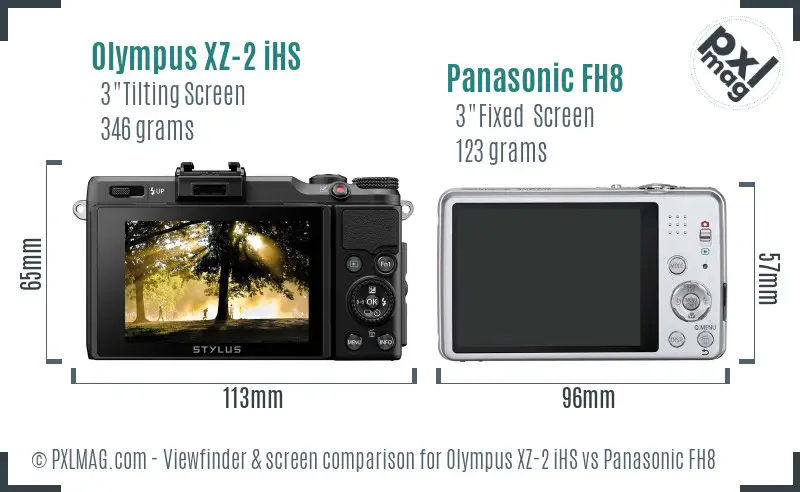 Olympus XZ-2 iHS vs Panasonic FH8 Screen and Viewfinder comparison