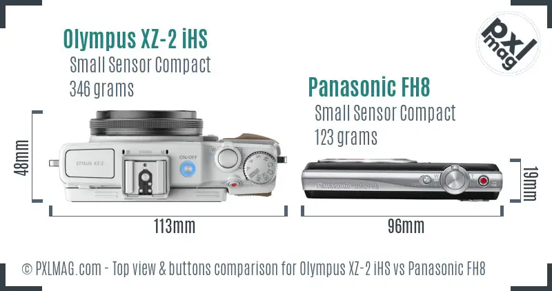 Olympus XZ-2 iHS vs Panasonic FH8 top view buttons comparison