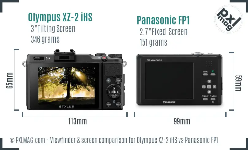 Olympus XZ-2 iHS vs Panasonic FP1 Screen and Viewfinder comparison