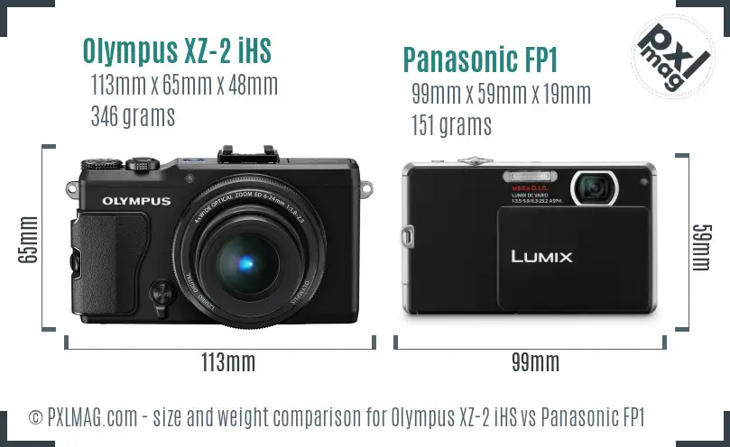 Olympus XZ-2 iHS vs Panasonic FP1 size comparison