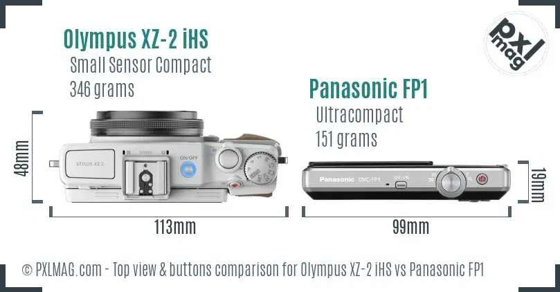 Olympus XZ-2 iHS vs Panasonic FP1 top view buttons comparison