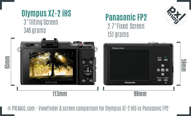 Olympus XZ-2 iHS vs Panasonic FP2 Screen and Viewfinder comparison