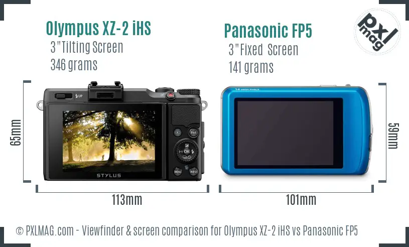 Olympus XZ-2 iHS vs Panasonic FP5 Screen and Viewfinder comparison