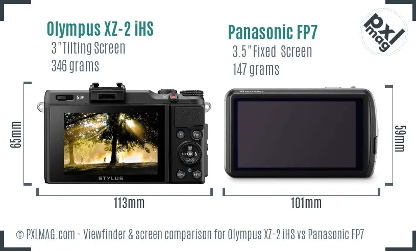 Olympus XZ-2 iHS vs Panasonic FP7 Screen and Viewfinder comparison