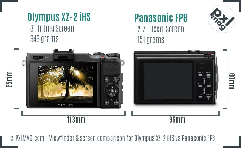 Olympus XZ-2 iHS vs Panasonic FP8 Screen and Viewfinder comparison