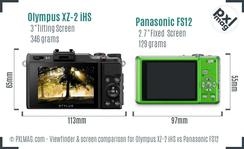 Olympus XZ-2 iHS vs Panasonic FS12 Screen and Viewfinder comparison
