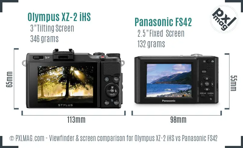 Olympus XZ-2 iHS vs Panasonic FS42 Screen and Viewfinder comparison
