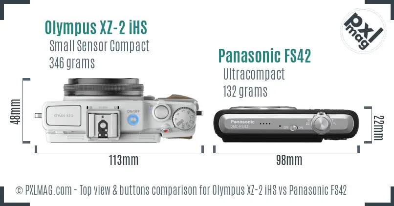 Olympus XZ-2 iHS vs Panasonic FS42 top view buttons comparison