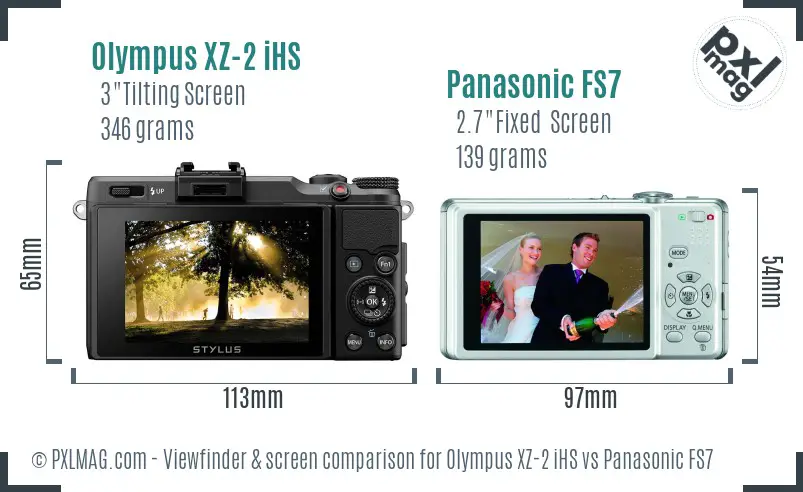 Olympus XZ-2 iHS vs Panasonic FS7 Screen and Viewfinder comparison