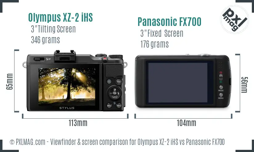 Olympus XZ-2 iHS vs Panasonic FX700 Screen and Viewfinder comparison