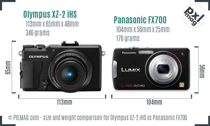 Olympus XZ-2 iHS vs Panasonic FX700 size comparison