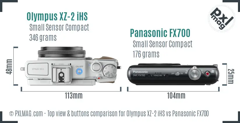 Olympus XZ-2 iHS vs Panasonic FX700 top view buttons comparison