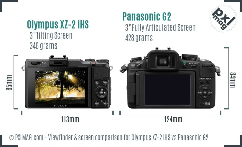 Olympus XZ-2 iHS vs Panasonic G2 Screen and Viewfinder comparison