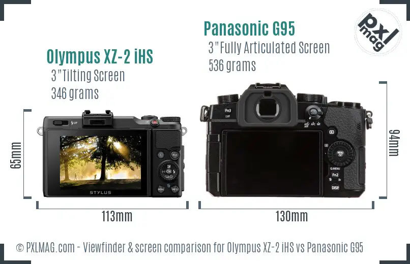 Olympus XZ-2 iHS vs Panasonic G95 Screen and Viewfinder comparison