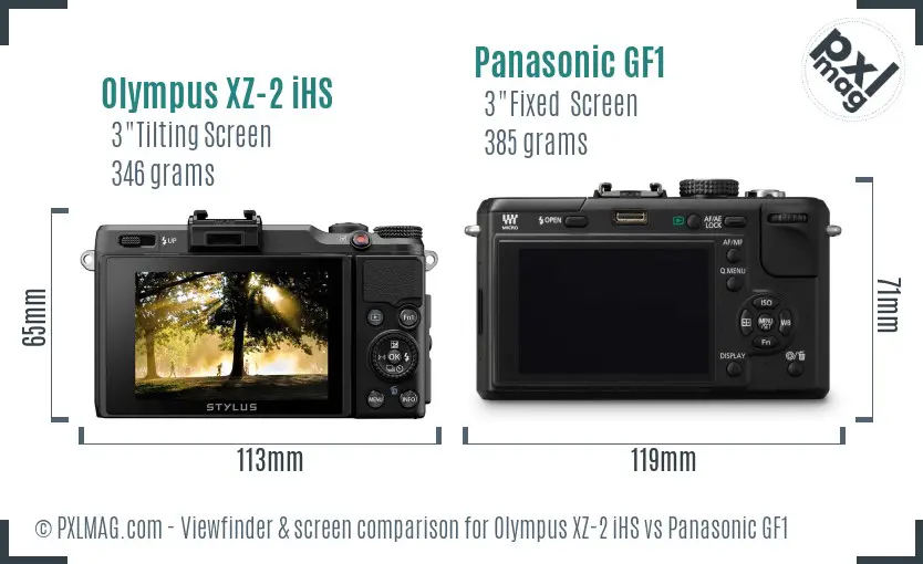 Olympus XZ-2 iHS vs Panasonic GF1 Screen and Viewfinder comparison