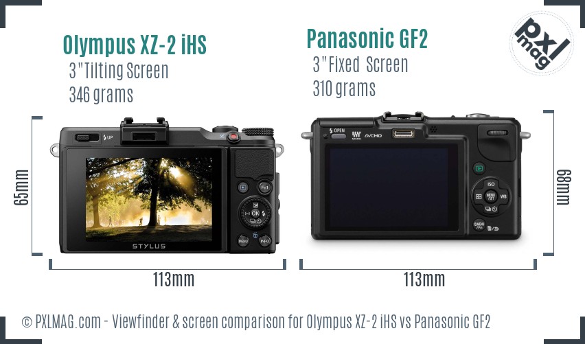 Olympus XZ-2 iHS vs Panasonic GF2 Screen and Viewfinder comparison