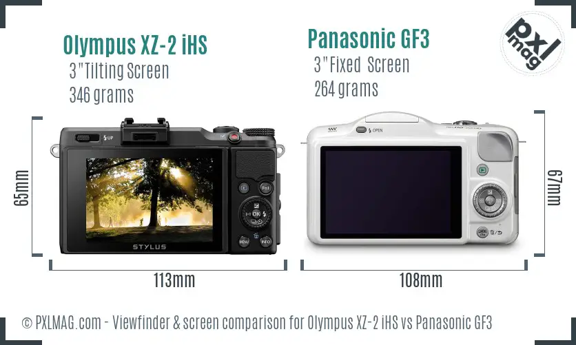 Olympus XZ-2 iHS vs Panasonic GF3 Screen and Viewfinder comparison