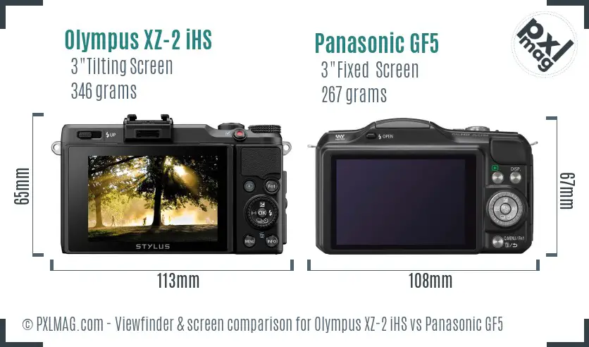 Olympus XZ-2 iHS vs Panasonic GF5 Screen and Viewfinder comparison