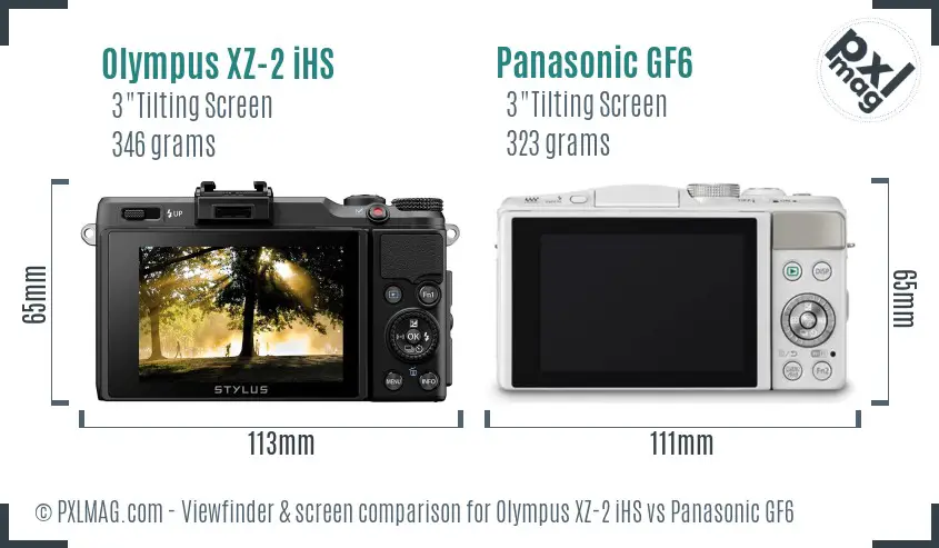 Olympus XZ-2 iHS vs Panasonic GF6 Screen and Viewfinder comparison Olympus XZ-2 iHS vs Panasonic GF6 Screen and Viewfinder comparison