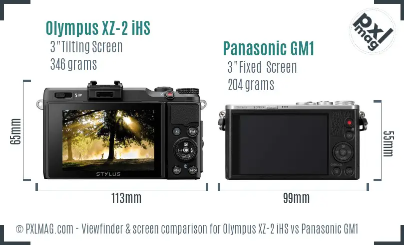 Olympus XZ-2 iHS vs Panasonic GM1 Screen and Viewfinder comparison