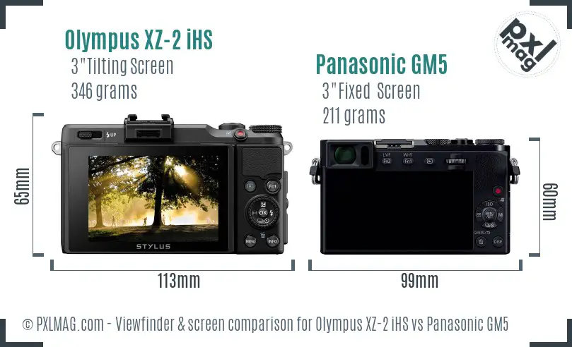 Olympus XZ-2 iHS vs Panasonic GM5 Screen and Viewfinder comparison