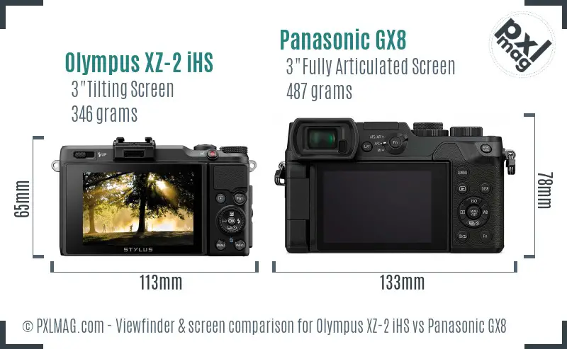 Olympus XZ-2 iHS vs Panasonic GX8 Screen and Viewfinder comparison