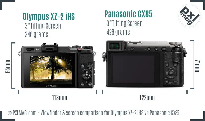 Olympus XZ-2 iHS vs Panasonic GX85 Screen and Viewfinder comparison