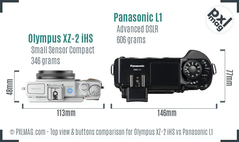 Olympus XZ-2 iHS vs Panasonic L1 top view buttons comparison