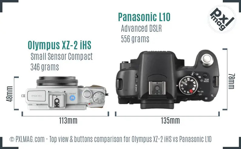 Olympus XZ-2 iHS vs Panasonic L10 top view buttons comparison Olympus XZ-2 iHS vs Panasonic L10 top view buttons comparison