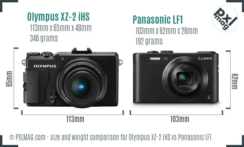 Olympus XZ-2 iHS vs Panasonic LF1 size comparison