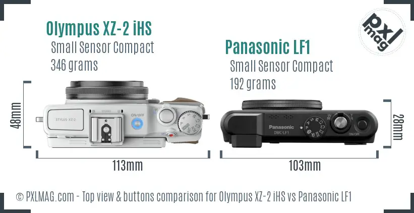 Olympus XZ-2 iHS vs Panasonic LF1 top view buttons comparison
