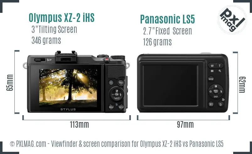 Olympus XZ-2 iHS vs Panasonic LS5 Screen and Viewfinder comparison