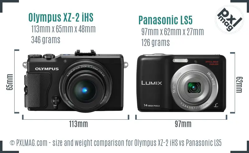 Olympus XZ-2 iHS vs Panasonic LS5 size comparison