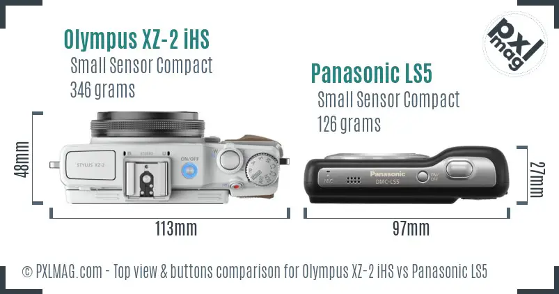 Olympus XZ-2 iHS vs Panasonic LS5 top view buttons comparison