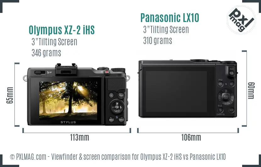 Olympus XZ-2 iHS vs Panasonic LX10 Screen and Viewfinder comparison