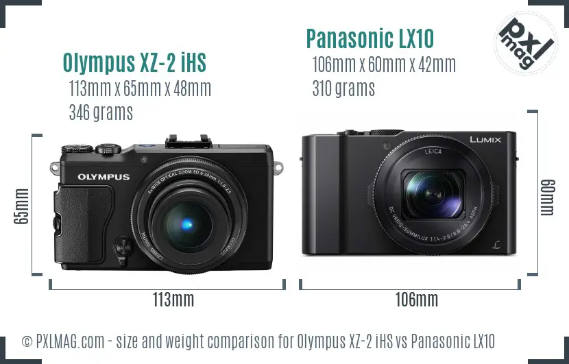 Olympus XZ-2 iHS vs Panasonic LX10 size comparison